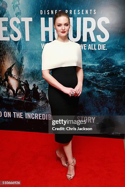 Holliday Grainger attends 'The Finest Hours' Gala Premiere at Ham Yard Hotel on February 16, 2016 in London, England.