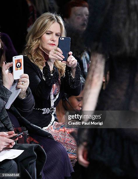 Actress Jennifer Jason Leigh attends the Rodarte Fall 2016 fashion show during New York Fashion Week on February 16, 2016 in New York City.