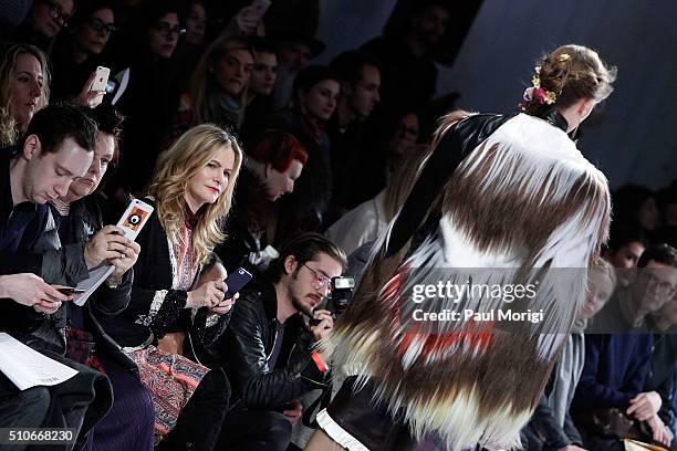 Actress Jennifer Jason Leigh attends the Rodarte Fall 2016 fashion show during New York Fashion Week on February 16, 2016 in New York City.