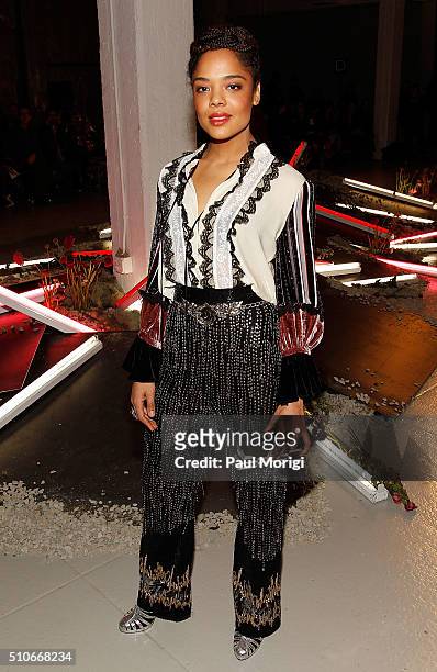 Actress Tessa Thompson attends the Rodarte Fall 2016 fashion show during New York Fashion Week on February 16, 2016 in New York City.