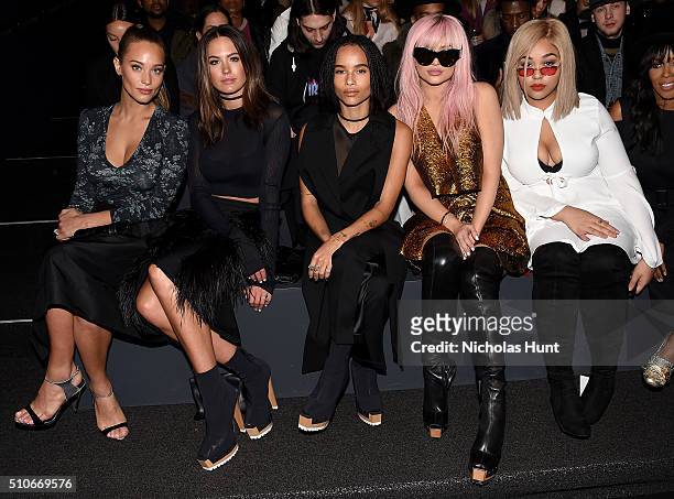 Hannah Davis, Jesinta Campbell, Zoe Kravitz, Kylie Jenner, Jordyn Woods, and June Ambrose attend the Vera Wang Collection Fall 2016 fashion show...
