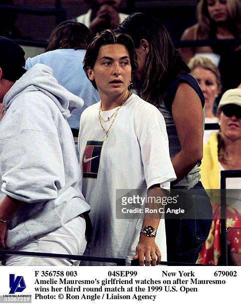 04Sep99 New York 679002 Amelie Mauresmo's Girlfriend Watches On After Mauresmo Wins Her Third Round Match At The 1999 U.S. Open