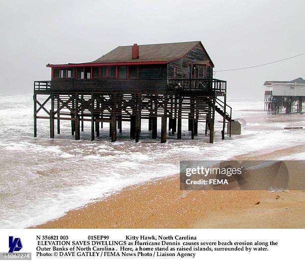 01Sep99 Kitty Hawk, North Carolina Elevation Saves Dwellings As Hurricane Dennis Causes Severe Beach Erosion Along The Outer Banks Of North Carolina...