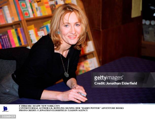 New York City Controversial Author J.K. Rowling Signing Her "Harry Potter" Adventure Books