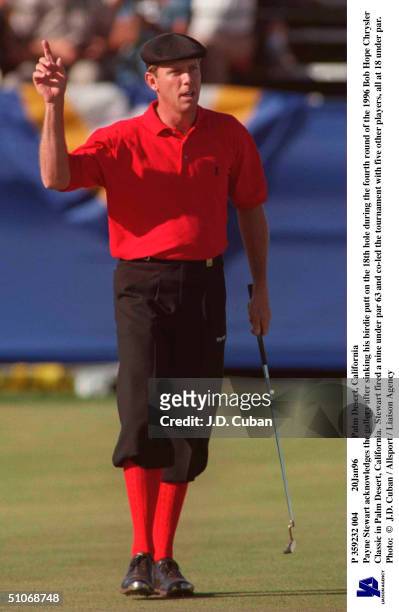 20Jan96 Palm Desert, California Payne Stewart Acknowledges The Gallery After Sinking His Birdie Putt On The 18Th Hole During The Fourth Round Of The...
