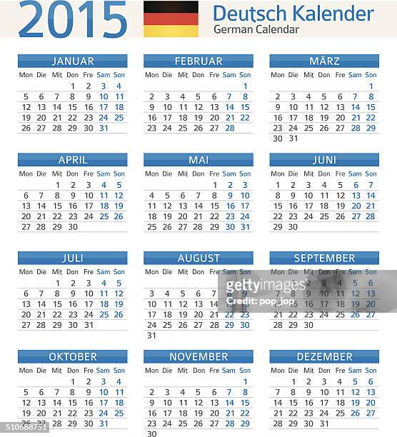 ilustrações, clipart, desenhos animados e ícones de german calendário/deutsch kalender 2015-ilustração - kalender