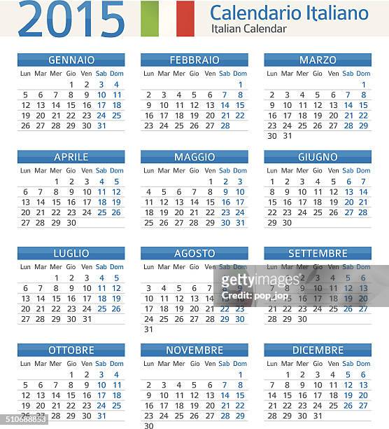 italian calendar / calendario italiano 2015 - illustration - calendario stock illustrations