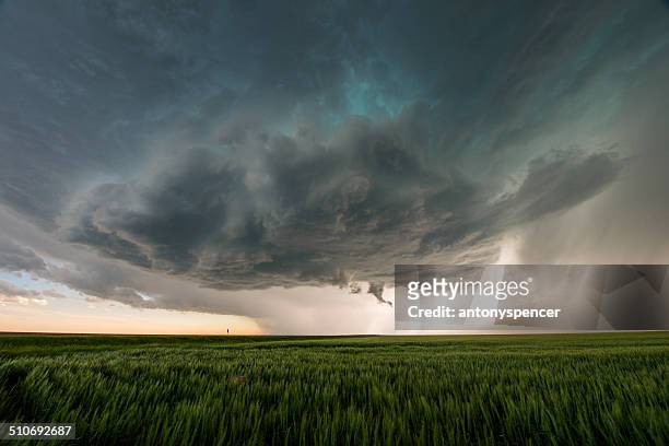 orage supercellaire orage sur great plains, tornade alley, états-unis - storm cloud photos et images de collection