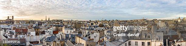 paris france ville panorama au coucher de soleil - paris skyline photos et images de collection