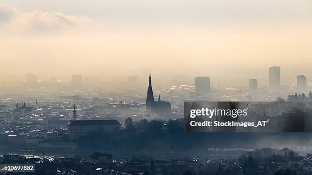 skyline of linz in upper austria - linz stock pictures, royalty-free photos & images