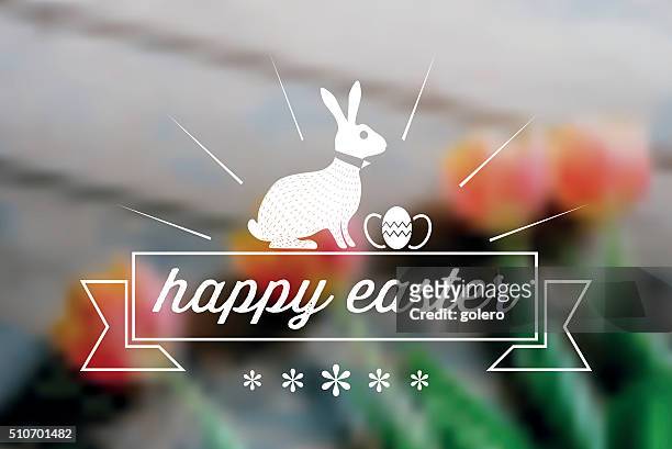 easter bunny line symbol on blurred background - easter bunny letter stock illustrations