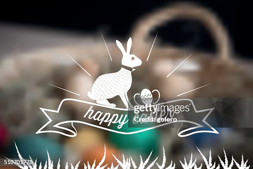 Vector easter bunny symbol on blurred easter basket Vector easter bunny symbol on blurred easter basket
