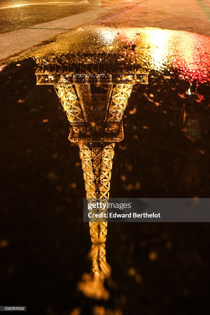 Paris Buildings Reflect Into Puddles