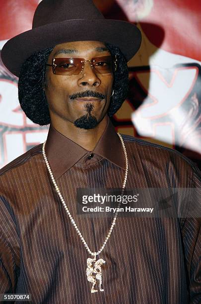 Rapper/actor Snoop Dogg attends the DVD release party for Starsky and Hutch at Studio 54 in the MGM Hotel Casino July 14, 2004 in Las Vegas, Nevada.