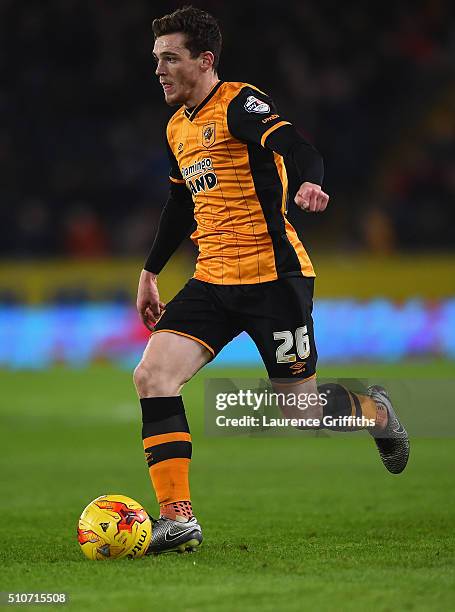 Andy Robertson of Hull City in action during the Sky Bet Championship match between Hull City and Brighton and Hove Albion at KC Stadium on February...