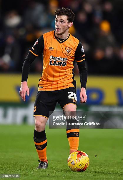Andy Robertson of Hull City in action during the Sky Bet Championship match between Hull City and Brighton and Hove Albion at KC Stadium on February...