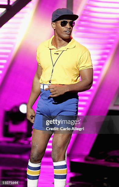 Host Jamie Foxx onstage at the 12th Annual ESPY Awards held at the Kodak Theatre on July 14, 2004 in Hollywood, California. This year's ESPY's will...