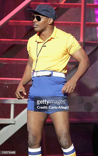 Host Jamie Foxx onstage at the 12th Annual ESPY Awards held at the Kodak Theatre on July 14, 2004 in Hollywood, California. This year's ESPY's will...