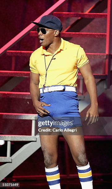 Host Jamie Foxx onstage at the 12th Annual ESPY Awards held at the Kodak Theatre on July 14, 2004 in Hollywood, California. This year's ESPY's will...