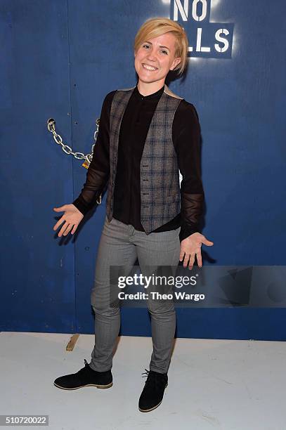 Internet personality, Hannah Hart, attends the Alice + Olivia By Stacey Bendet - Arrivals at The Gallery, Skylight at Clarkson Sq on February 16,...