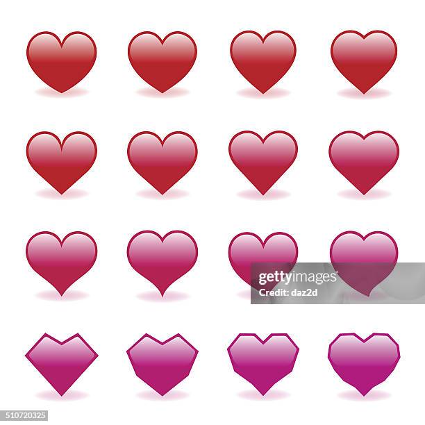 glossy heart set - multiple reflections stock illustrations