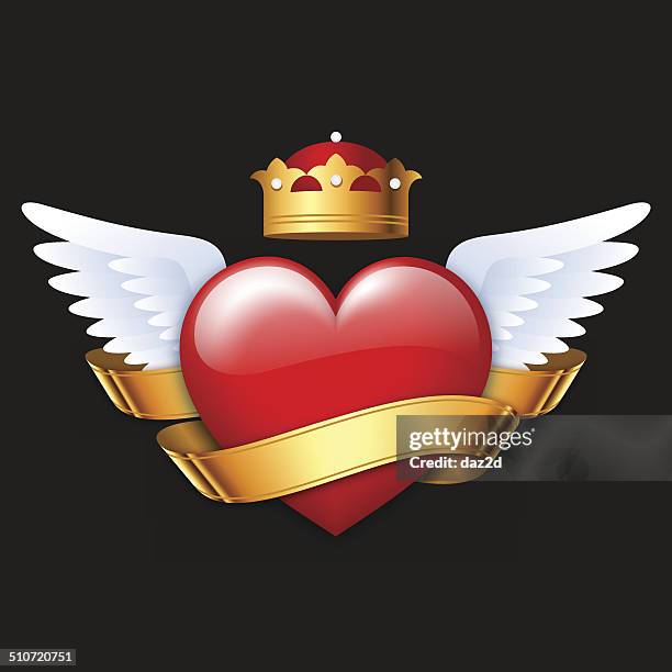 abstract heart composition - metal wings stock illustrations