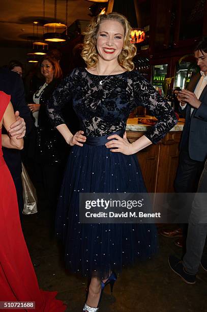 Cast members Emma Williams attends the press night after party for "Mrs Henderson Presents" at The National Cafe on February 16, 2016 in London,...