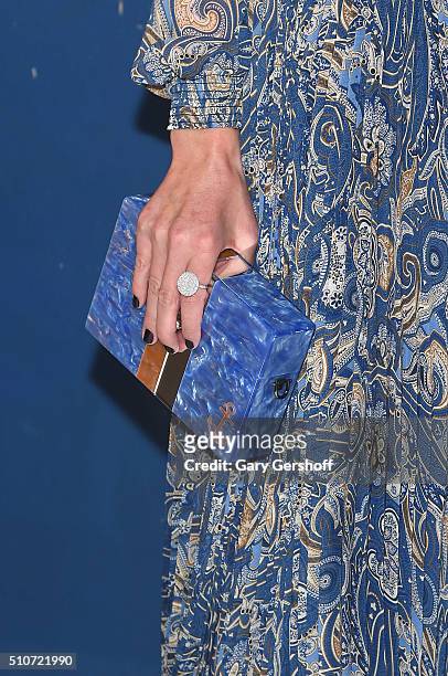 Nicky Hilton, clutch detail, attends the Alice + Olivia by Stacey Bendet presentation during New York Fashion Week Fall 2016 at The Gallery, Skylight...