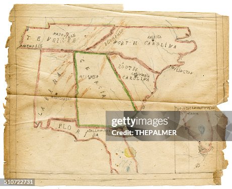 Child Drawn Map Of The Southern States Usa High-Res Vector Graphic