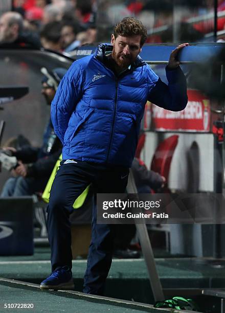 ZenitÕs coach from Portugal Andre Villas Boas in action during the UEFA Champions League Round of 16: First Leg match between SL Benfica and FC Zenit...