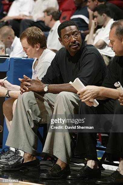 Head coach Sam Mitchell of the Toronto Raptors looks on during the 2004 Minnesota Summer League game against the Charlotte Bobcats on July 6, 2004 at...
