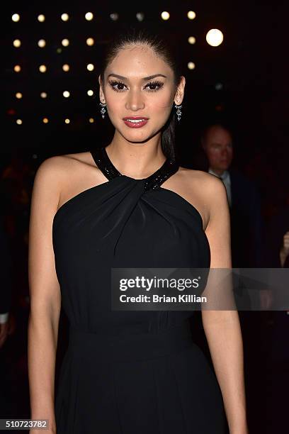 Miss Universe 2015 Pia Wurtzbach attends the Carmen Marc Valvo Fall 2016 Show during New York Fashion Week: The Shows at The Arc, Skylight at...
