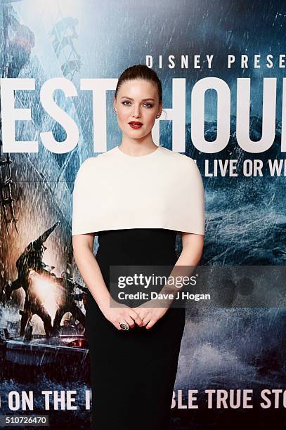 Holliday Grainger attends 'The Finest Hours' Gala Premiere at Ham Yard Hotel on February 16, 2016 in London, England.