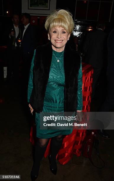 Dame Barbara Windsor attends the press night after party for "Mrs Henderson Presents" at The National Cafe on February 16, 2016 in London, England.