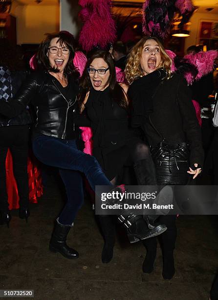 Amanda Donohoe, Cordelia Donohoe and Maryam d'Abo attend the press night after party for "Mrs Henderson Presents" at The National Cafe on February...