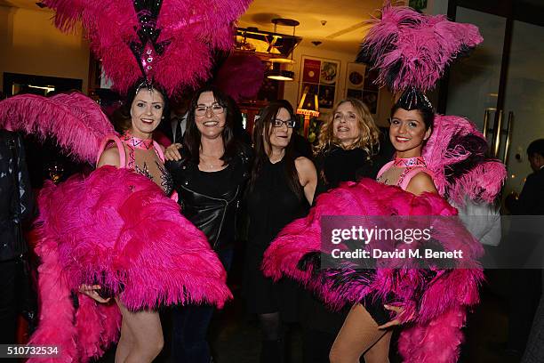 Amanda Donohoe, Cordelia Donohoe and Maryam d'Abo attend the press night after party for "Mrs Henderson Presents" at The National Cafe on February...