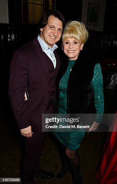 Scott Mitchell and Dame Barbara Windsor attend the press night after party for "Mrs Henderson Presents" at The National Cafe on February 16, 2016 in...