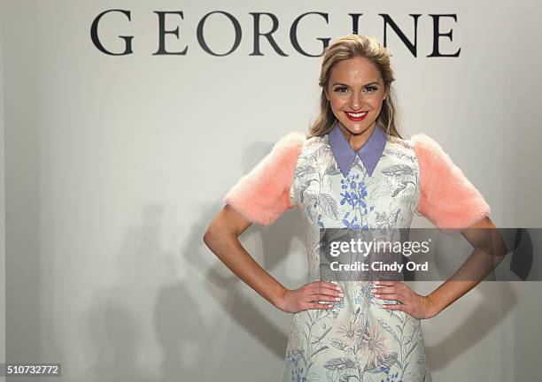 Jackie Miranne attends the Georgine Fall 2016 fashion show during New York Fashion Week: The Shows at The Gallery, Skylight at Clarkson Sq on...