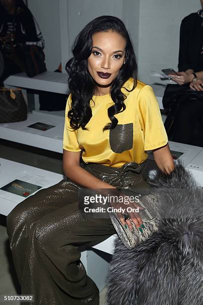 Selita Ebank attends the Georgine Fall 2016 fashion show during New York Fashion Week: The Shows at The Gallery, Skylight at Clarkson Sq on February...