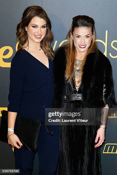 Marie Lopez AKA EnjoyPhoenix and Capucine Anav attend The Melty Future Awards 2016 Ceremony at Le Grand Rex on February 16, 2016 in Paris, France.