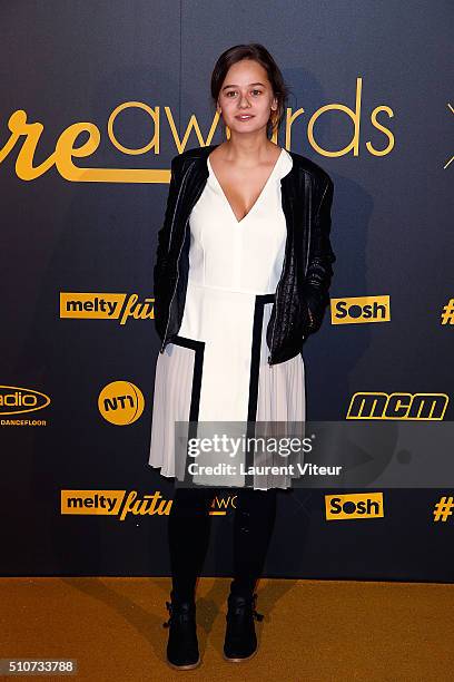Actress Lucie Lucie Fagedet attends The Melty Future Awards 2016 Ceremony at Le Grand Rex on February 16, 2016 in Paris, France.