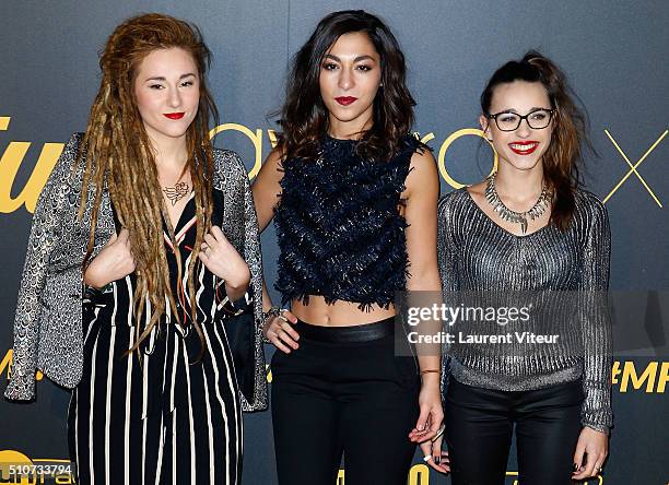 Singers L.E.J. Attend The Melty Future Awards 2016 Ceremony at Le Grand Rex on February 16, 2016 in Paris, France.