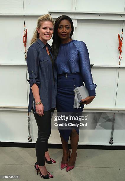 Fashion designer Georgine Ratelband and actress Patina Miller attend the Georgine Fall 2016 fashion show during New York Fashion Week: The Shows at...