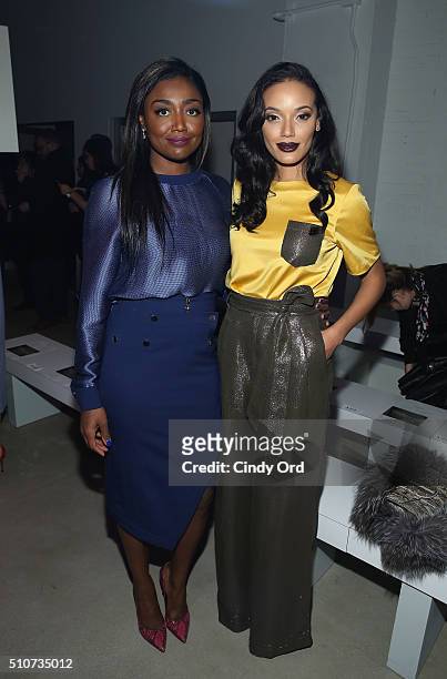 Actress Patina Miller and Selita Ebank attend the Georgine Fall 2016 fashion show during New York Fashion Week: The Shows at The Gallery, Skylight at...