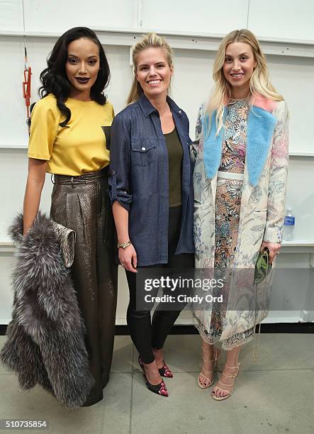 Model Selita Ebanks, fashion designer Georgine Ratelband and TV personality Whitney Port attend the Georgine Fall 2016 fashion show during New York...
