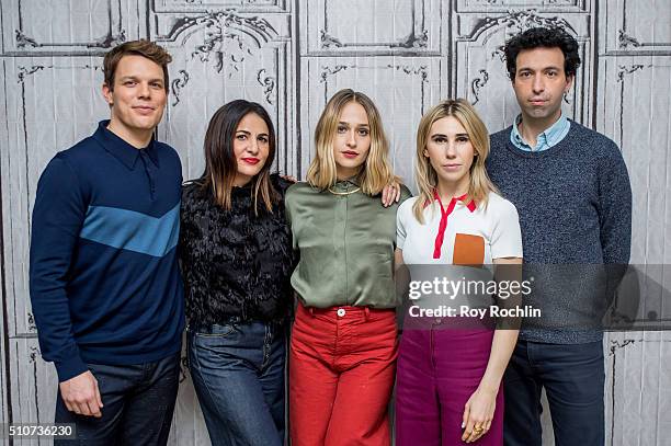 Cast and producer of the show "Girls" Jake Lacy, Jenni Konner, Jemima Kirke, Zosia Mamet and Alex Karpovsky discuss season 5 during AOL Build at AOL...