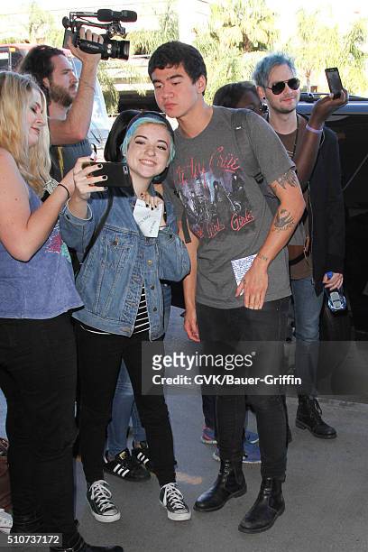 Calum Hood and Michael Clifford of 5 Seconds of Summer are seen at LAX on February 16, 2016 in Los Angeles, California.