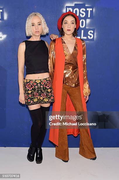 Margot and actress Mia Moretti attend the alice + olivia by Stacey Bendet Fall 2016 presentation at The Gallery, Skylight at Clarkson Sq on February...