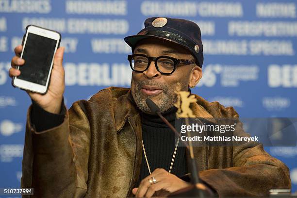 Spike Lee attends the 'Chi-Raq' press conference during the 66th Berlinale International Film Festival Berlin at Grand Hyatt Hotel on February 16,...