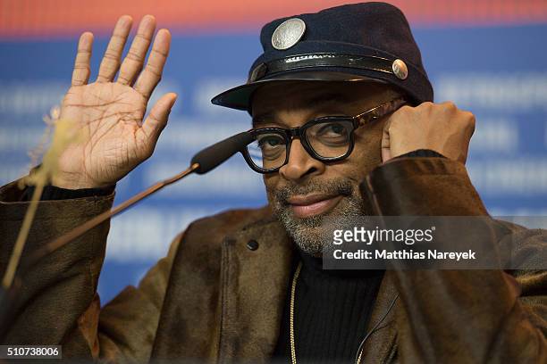Spike Lee attends the 'Chi-Raq' press conference during the 66th Berlinale International Film Festival Berlin at Grand Hyatt Hotel on February 16,...